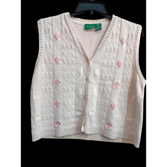 Liz Claiborne XL LizGolf Linen-Blend Cableknit Sleeveless Sporty Cardigan - Picture 1 of 6
